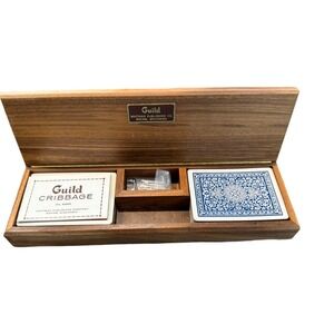 Vintage‎ Guild Cribbage Set Whitman Publishing Wood Box Board Cards Pegs 8965